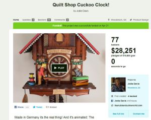 kickstarter campaign quilt shop cuckoo clock